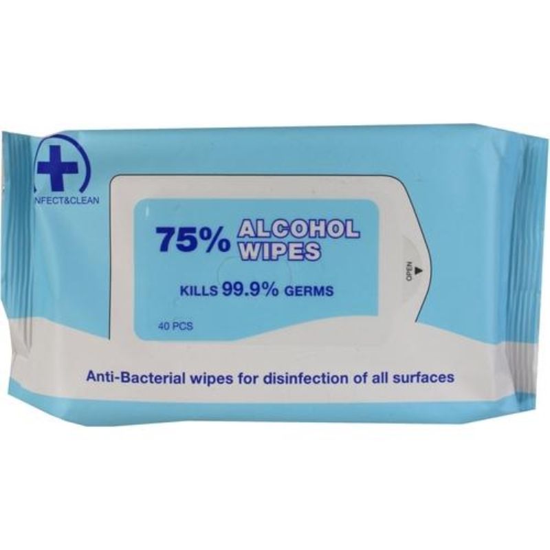 Disinfect and Clean 75% Alcohol Wipes 40 Pack