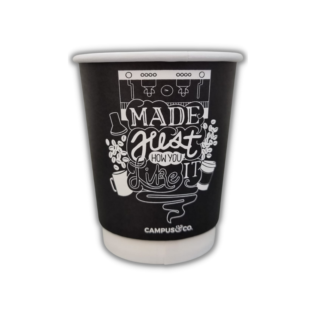 Campus&Co Coffee Cup Eco PLA Double Wall Like It Design on Black 8oz 25/sleeve