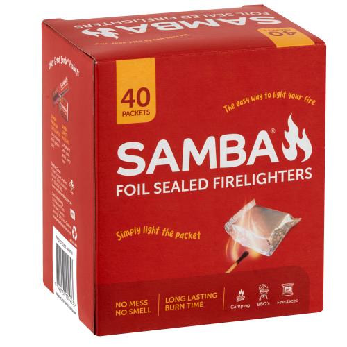 Samba Individually Wrapped Foil Sealed Firelighters 40 Pack