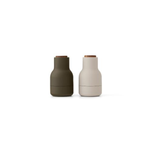 Audo Copenhagen Salt and Pepper Bottle Grinder Set Hunting Green/Beige with Walnut Lid | Small