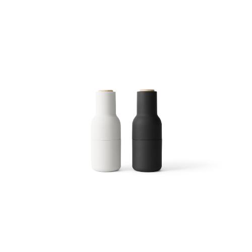 AUDO Copenhagen Salt and Pepper Bottle Grinder Set Ash/Carbon with Beech Lid | Large