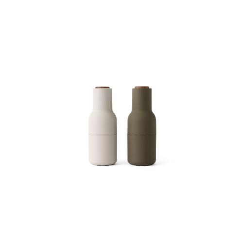 AUDO Copenhagen Salt and Pepper Bottle Grinder Set Hunting Green/Beige with Walnut Lid | Large