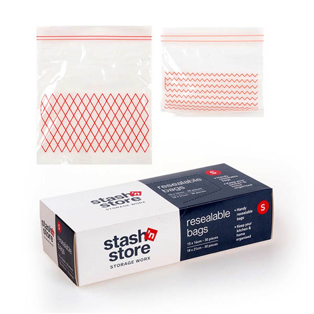 Stash n Store Resealable Bags 60pc Small