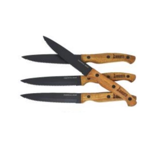 Acacia Handle With Black  4x5 inch Steak Knife Set