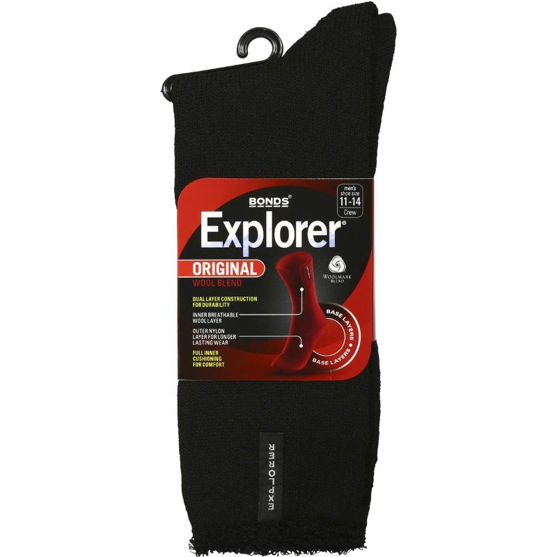 Explorer Sock Original Crew Black Size 11-14