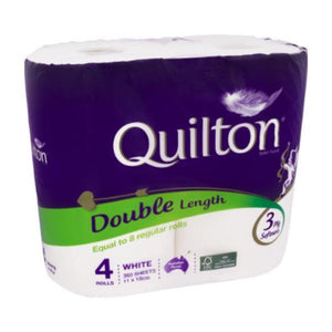 Quilton 3ply Double Length Toilet Tissue 4 Pack