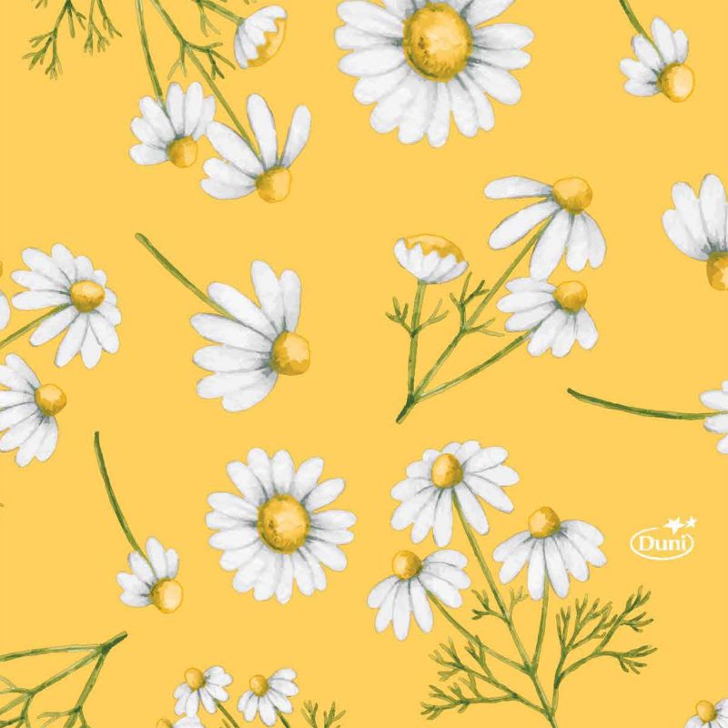 Duni Napkins 3-Ply 24cm Pretty Daisy Yellow 20/pk