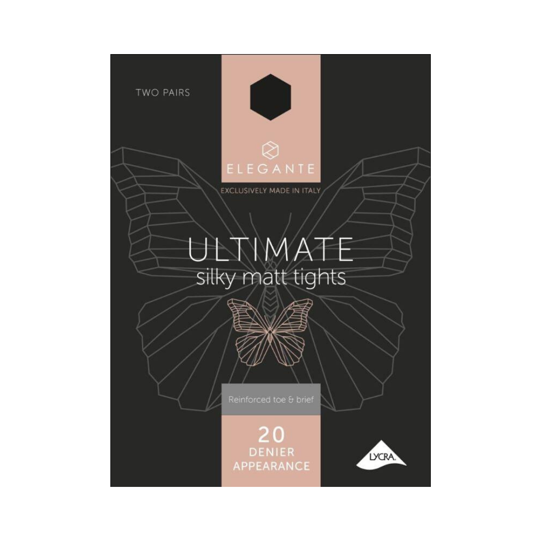 Elegante Ultimate Silky Matt Navy Medium 20 Denier 2 Pack