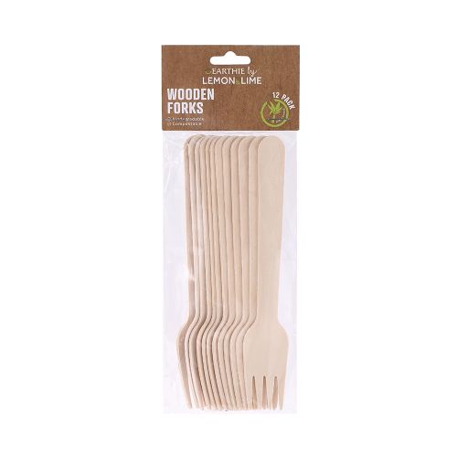 Lemon&Lime Eco Wooden Forks 15.5cm 12Pk