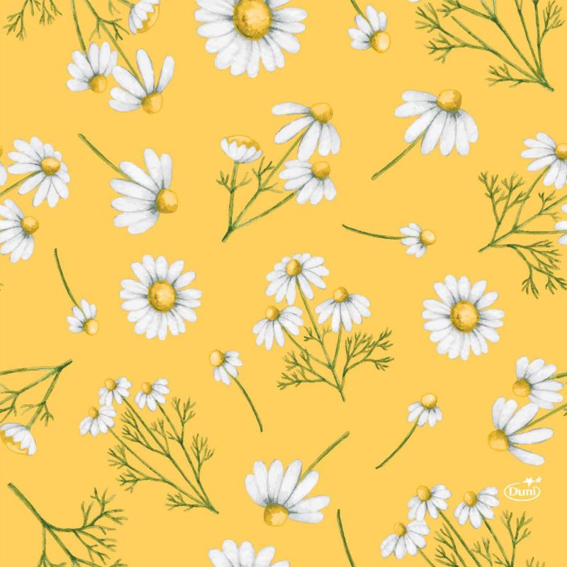 Duni Napkins 3-Ply 33cm Pretty Daisy Yellow 20/pk