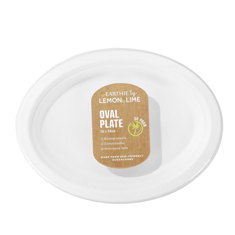 Lemon&Lime Disposable Oval Plate Bamboo 26x22cm 30 Pack